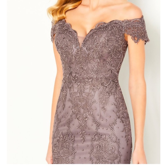 Elegant Lace Evening Gown - Gray - Picture 2 of 4